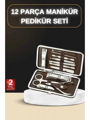 12 Parça Manikür Pedikür Seti Özel Deri Çanta El Ayak Bakımı Akne ve Sivilce Temizleme