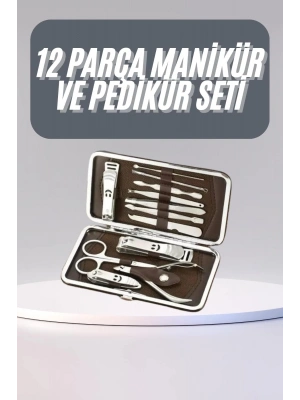 12 Parça Manikür Pedikür Seti Tırnak Bakımı Nasır Temizleme El Ayak Bakımı