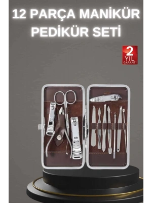12 Parça Paslanmaz Çelik Kompakt ve Taşınabilir Manikür Makası Tırnak Makası