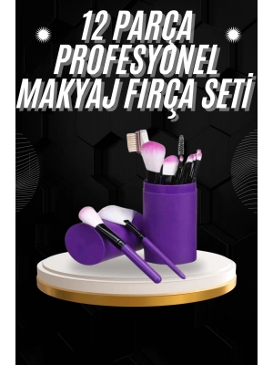 12 Parça Profesyonel Makyaj Fırçası Far Fırçası Allık Fırçası Yumuşak Kıllı