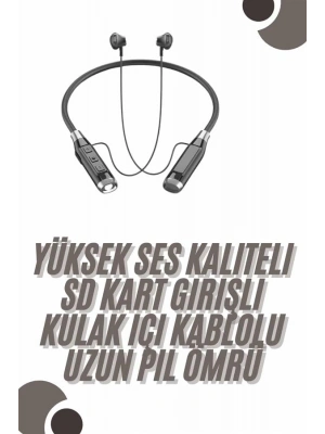 120 Saat Bluetooth Kulaklık Kablolu Boyun Askılı SD Kart Girişli ANC Özellikli