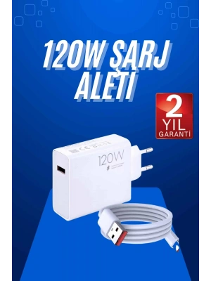 120 Watt Turbo Hızlı Şarj Aleti Seti Hızlı Şarj Adaptörü Beyaz
