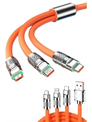 120W 3 İn 1 Uyumlu Silikon Şarj Kablosu Hızlı Şarj Kablosu