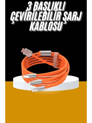 120W 3 İn 1 Uyumlu Silikon Şarj Kablosu Hızlı Şarj Kablosu
