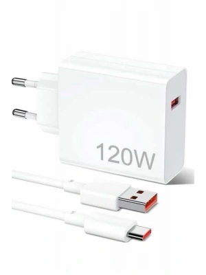 120W Şarj Aleti Hızlı Çift Turbo Şarj Aleti Seti Beyaz