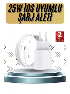 15/Pro/Pro Max 20W İOS Uyumlu Hızlı Şarj Aleti Adaptörlü Beyaz