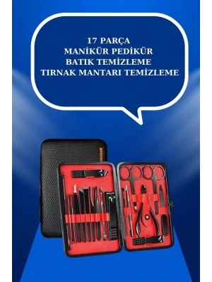 17 Parça El Ayak Bakım Seti Tırnak Temizleme Manikür Pedikür Cımbız Törpü Tırnak Makası