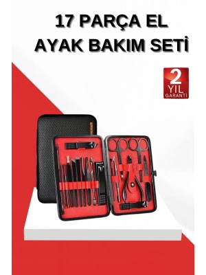 17 Parça Manikür Seti El ve Ayak Bakımı Törpü Cımbız Tırnak Temizleme