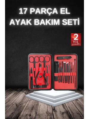 17 Parça Manikür Seti Taşınabilir Özel Çantalı El ve Ayak Bakımı Tırnak Batığı Temizleme