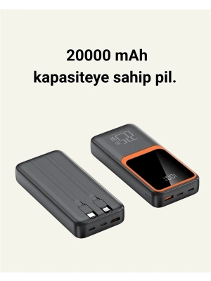20000 mAh Taşınabilir Powerbank | Çok Kablolu, Hızlı Şarj Destekli (22.5W)