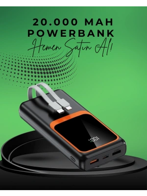 20000 mAh Taşınabilir Powerbank | Çok Kablolu, Hızlı Şarj Destekli (22.5W)