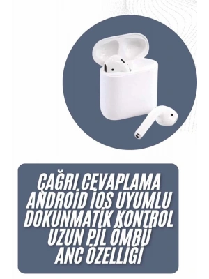2025 Model Çağrı Cevaplayabilen Bluetooth Kulaklık Beyaz Dokunmatik Kontrol