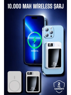 22.5W Magsafe Kablosuz Şarjlı Powerbank Dijital Ekran ve Hızlı Şarj