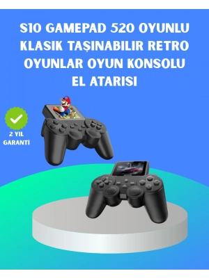 2.4 İnç Ekranlı 500 Oyunlu Taşınabilir Retro Oyun Konsolu, Şarjlı El Tipi Mini Oyun Makinesi, TV Bağlantılı Klasik Oyun Cihazı