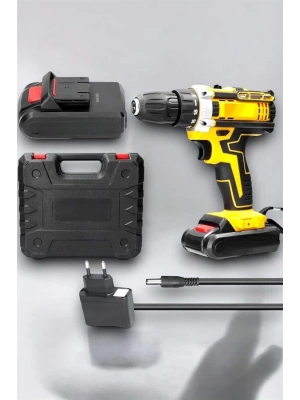 24 Parça Çift Bataryalı Şarjlı Matkap Seti 24W Motor ve Otomatik Mil Kilitli Tasarım