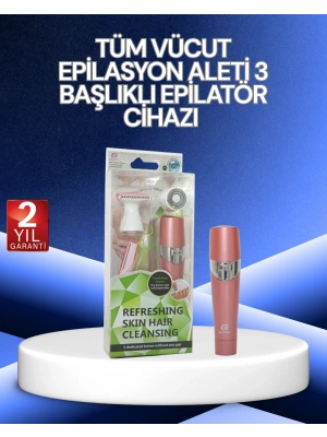 3 Başlıklı Yüz ve Vücut Tüy Temizleme Cihazı Pembe