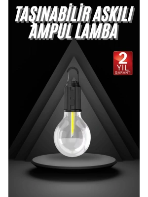 3 Farklı Mod LEDli Şarjlı Asma Kancalı Kamp Lambası Taşınabilir Ampul