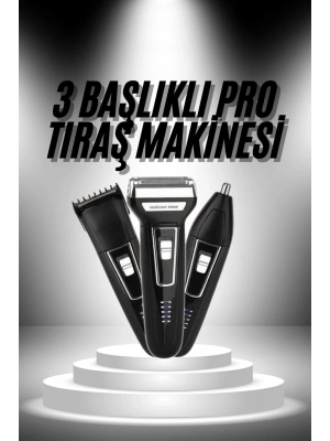 3lü Set Saç Sakal Kesme Traş Makinesi Burun Kılı Alma Tıraş Makinesi