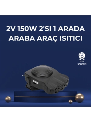 3ü 1 Arada Araç İçi Isıtıcı Fan | 12V Prizli, Buz Çözücü, Temiz Hava ve Hızlı Isıtma Özellikli