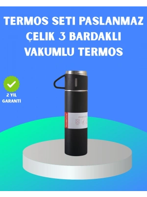 304 Çelik Termos Seti | 2 Bardaklı, 500 ml, Uzun Süre Isı Koruma