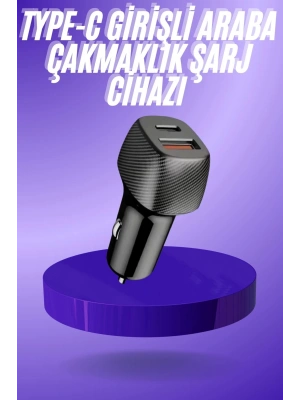 38W USB Type-C Girişli Oto Çakmaklık Araç İçi Hızlı Şarj Çakmaklık Şarj Aleti