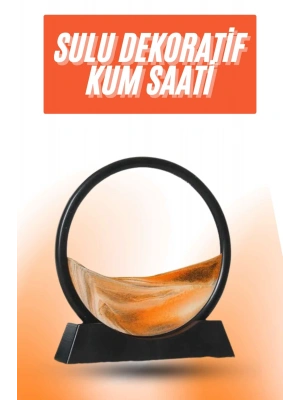 3D LED Işıklı Kum Saati Gece Lambası Hareketli Sulu Kum Saati Orta Boy