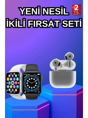 3.Nesil TWS Bluetooth Kulaklık ve Dokunmatik Ekran Akıllı Saat Sesli Görüşme