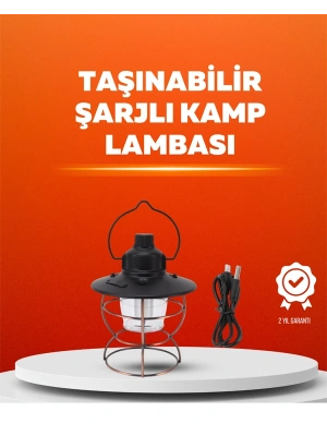 4 Fonksiyonlu Dekoratif Kamp Lambası – Tungsten Ampul, USB Çıkışlı