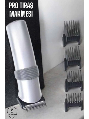 4 Taraklı Profesyonel Şarjlı Saç ve Sakal Kesme Tıraş Makinesi Seti