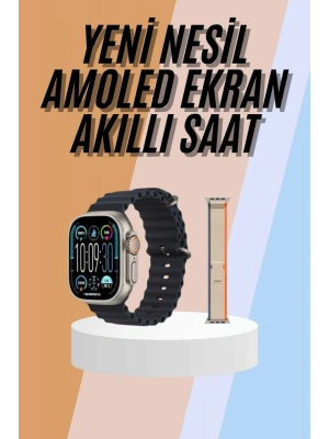 49mm Akıllı Saat Amoled Ekranlı Kadın Erkek Kol Saati Plastik Kordon