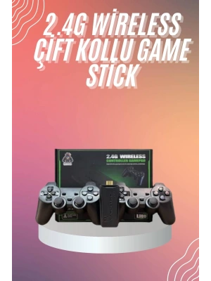 4k Game Stick Oyun Konsolu 2.4g Kablosuz Çift Kol Nostaljik Oyunlar