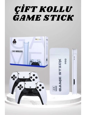4K HD Görüntü Kaliteli Retro Game Stick 20000 Oyunlu Çift Kollu Beyaz Game Stick