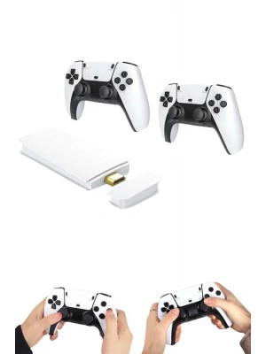 4K HD Görüntü Kaliteli Retro Game Stick 20000 Oyunlu Çift Kollu Beyaz Game Stick