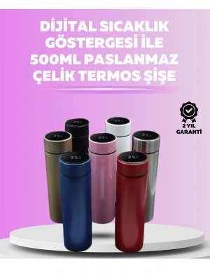 500 ml LED Ekranlı Paslanmaz Çelik Akıllı Termos