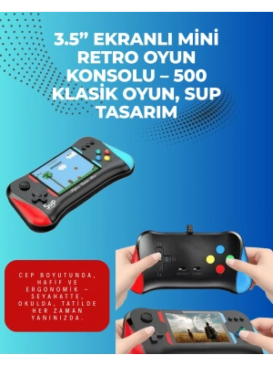 500 Retro Oyunlu Taşınabilir El Konsolu – X7M Modeli