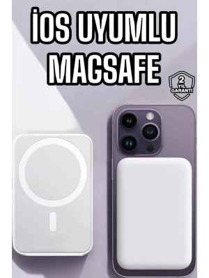 5000 Mah İOS Uyumlu Magsafe Kablosuz Şarj Hızlı Şarj Desteği