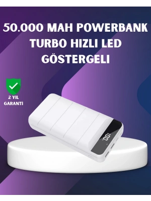 50000mAh Yüksek Kapasiteli Powerbank Hızlı Şarj ve LED Ekranlı