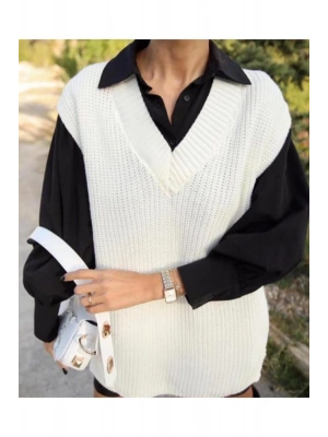 Osy Ekru V Yaka Süveter