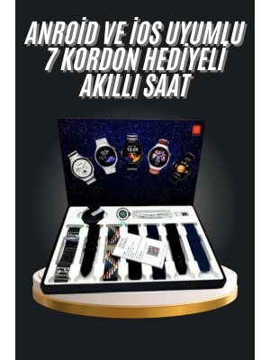 7 Kordonlu Akıllı Saat Siyah Kasa Dokunmatik Ekran Uyku ve Sağlık Takibi