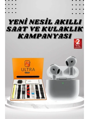 7 Kordonlu Akıllı Saat Ve 3.Nesil Kulaklık Dokunmatik Ekran Sesli Görüşme Yapabilen