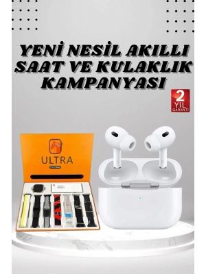 7 Kordonlu Akıllı Saat Ve Yeni Nesil Kulaklık Dokunmatik Ekran Android ve İOS Uyumlu