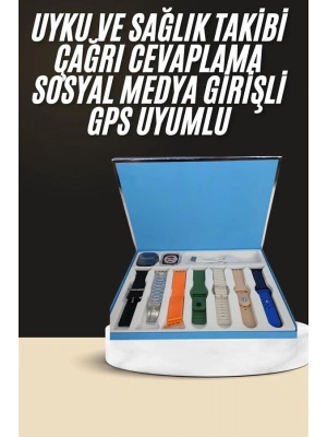 7 Kordonlu Unisex Akıllı Saat Çoklu Kordon Seçeneği Amoled Ekran