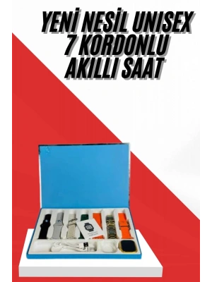 7 Kordonlu Unisex Akıllı Saat Çoklu Kordon Seçeneği Amoled Ekran