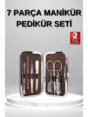 7 Parça Manikür Pedikür Seti El Ayak Bakımı Çantalı Paslanmaz Çelik