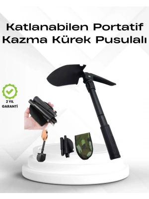 Açık Hava Aktiviteleri için Portatif Kazma Kürek Takımı – Kamuflaj Çantalı, Katlanabilir
