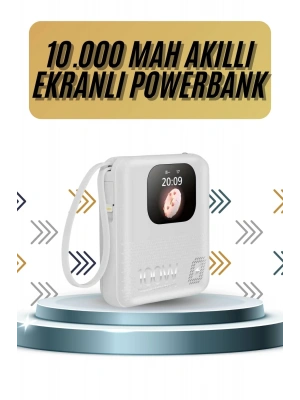 Akıllı Powerbank Ekranlı 10.000 Mah Hızlı Şarj Edebilen 4 Girişli Çok Fonksiyonlu