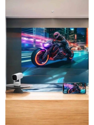 Akıllı Projeksiyon Powerbankli Taşınabilir Sinema Projektörü 4k HD Kaliteli