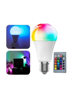 Akıllı RGB Led Ampul Led Uzaktan Kumandalı Renk Değiştiren Ampul