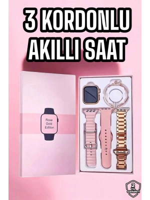 Akıllı Saat Amoled Ekran 3 Kordonlu Aksesuar Hediyeli Sesli Görüşme