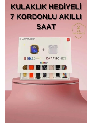 Akıllı Saat Bluetooth Kulaklık Hediyeli Bildirim Görme Sesli Görüşme Çoklu Kordon